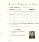 Registo de matricula de velocipedista em nome de Domingos Manuel Marcos, morador em Covas de Ferro, com o nº de inscrição 6486.