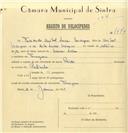 Registo de velocípede de marca Polido, com o nº 7479, em nome de Fernando Aníbal Lucas Marques, morador em Terrugem.