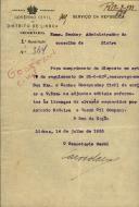 Ofício do Secretário Geral da 1ª Repartição do Governo Civil de Lisboa, [...], ao Administrador do Concelho de Sintra, remetendo os editais referentes às licenças de alvarás requeridos por António Madeira e Vacum Oil Company.