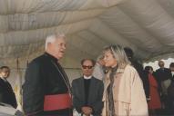 Edite Estrela, Presidente da Câmara Municipal de Sintra, com Dom José da Cruz Policarpo na benção da 1ª pedra da Universidade Católica junto ao Tagus Park.