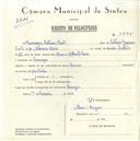 Registo de velocípede com o nº 5645, em nome de Domingos António Bento, morador em Carenque.