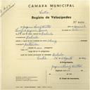 Registo de velocípede com o nº 2697, em nome de Joaquim Luís Freitas, morador em Cabrela.