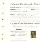 Registo de matricula de carroceiro em nome de António José Parente, morador no Pendão, Belas, com o nº de inscrição 1743.