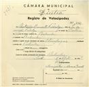 Registo de velocípede de marca Olympique, com o nº 3151, em nome de António Duarte Fidalgo, morador em Bolembre.