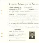 Registo de matricula de velocipedista em nome de José Maria Alves Ferreira, morador em Montelavar, com o nº de inscrição 6526.