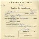 Registo de velocípede com o nº 4137, em nome de Amadeu Emídio, morador em Assafora.