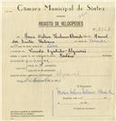 Registo de velocípede de marca Martano, com o nº 8368, em nome de Maria Helena Urbano Almeida, moradora em Algueirão.