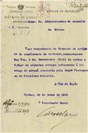 Ofício dirigido ao Administrador do Concelho de Sintra, proveniente do Secretário Geral do Governo Civil do Distrito de Lisboa, enviando editais referentes à licença de alvará requerida pela Companhia Portuguesa de Petróleos Atlantic.