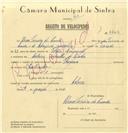 Registo de velocípede de marca Toman, com o nº 6766, em nome de Álvaro Teixeira da Cunha, morador em Colares.