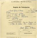 Registo de velocípede de marca Champion, com o nº 2247, em nome de Gonçalo Iglesias d'Oliveira, morador em S. Pedro de Sintra.