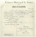 Registo de velocípede com o nº 5434, em nome de António Dias Perdigão, morador em Tala.