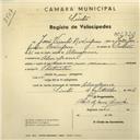 Registo de velocípede com o nº 2720, em nome de José Vinculo Rodrigues, morador em Almograve.