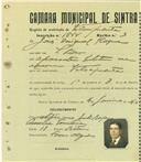Registo de matricula de velocipedista em nome de José Miguel Roque, morador em São Pedro, com o nº de inscrição 1844.