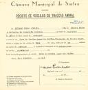 Registo de um veiculo de duas rodas tirado por um animal de espécie cavalar destinado a transporte de mercadorias em nome de Isidro Pedro Correia, morador em Cova do Coelho Paiões, Rio de Mouro.