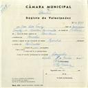 Registo de velocípede de marca Reynolds, com o nº 5270, em nome de José Dias Tomás, morador em Concelho.