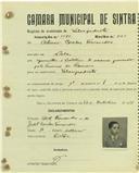 Registo de matricula de velocipedista em nome de Otávio Colares Fernandes, morador em Belas, com o nº de inscrição 1575.