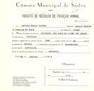 Registo de um veiculo de duas rodas tirado por um animal de espécie asinina destinado a transporte de mercadorias em nome de António Miguel Caetano, morador na Codiceira.