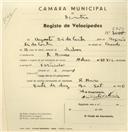 Registo de velocípede de marca Helios, com o nº 2729, em nome de Augusto Sá da Costa, morador em Rio de Mouro.