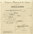 Registo de velocípede de marca Dover, com o nº 8012, em nome de Augusto Alfredo Pais & Sadio Lda, morador em Maceira.