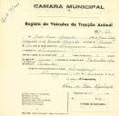 Registo de um veiculo de duas rodas tirado por dois animais de espécie muar destinado a transporte de mercadorias em nome de João Luís Morgado, morador em Almoçageme.