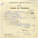 Registo de velocípede de marca Hércules, com o nº 3752, em nome de Hélder José da Costa Cordeiro, morador em Pinhal da Nazaré.