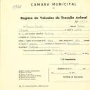 Registo de um veiculo de duas rodas tirado por dois animais de espécie asinina destinado a transporte de mercadorias em nome de Tomás Reinald, morador em Venda Seca.