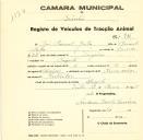 Registo de um veiculo de duas rodas tirado por dois animais de espécie asinina destinado a transporte de mercadorias em nome de José Manuel Grilo, morador em Magoito.