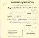 Registo de um veiculo de duas rodas tirado por dois animais de espécie asinina destinado a transporte de mercadorias em nome de José Manuel Grilo, morador em Magoito.