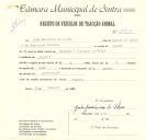 Registo de um veiculo de duas rodas tirado por um animal de espécie muar destinado a transporte de mercadorias em nome de João Jerónimo da Silva, morador em Negrais.