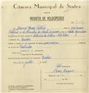 Registo de velocípede com o nº 8109, em nome de Manuel Gomes Patrício, morador em Queluz.