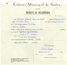 Registo de velocípede com o nº 8695, em nome de Henrique Eduardo da Costa, morador em Queluz.