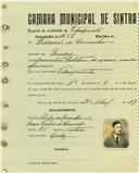 Registo de matricula de velocipedista em nome de Eduardo de Carvalho, morador em Queluz, com o nº de inscrição 1656.