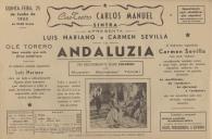 Programa do filme "Andaluzia" com a participação de Luis Mariano e Carmen Sevilla.
