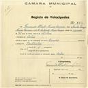 Registo de velocípede de marca Condor, com o nº 882, em nome de Fernando Alberto Nunes Correia, morador em Belas.