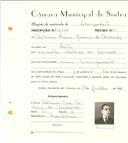 Registo de matricula de velocipedista em nome de António Soeiro [Romosco] de Andrade, morador em Sintra, com o nº de inscrição 6566.