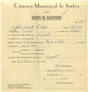 Registo de velocípede com o nº 7635, em nome de José Vicente Fidalgo, morador em Magoito.