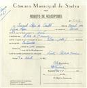 Registo de velocípede de marca Vilar com motor, com o nº 5211, em nome de Ezequiel Lopes de Castro, morador em Chão de Meninos.