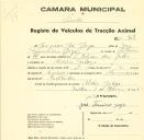 Registo de um veiculo de duas rodas tirado por dois animais de espécie bovina destinado a transporte de mercadorias em nome de Joaquim José Jorge, morador na Aldeia Galega.