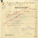 Registo de velocípede de marca Cuciolo Ducati, com o nº 6084, em nome de António Luís de Brito, morador em Rua Conde de Almeida Araújo, Queluz.