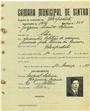 Registo de matricula de velocipedista em nome de Joaquim Simões Sapina, morador em Silva, com o nº de inscrição 1633.