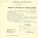 Registo de um veiculo de duas rodas tirado por dois animais de espécie bovina destinado a transporte de mercadorias em nome de José Maria Batista Coelho, morador no Casal da Carregueira.