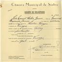 Registo de velocípede de marca Raleigh, com o nº 5939, em nome de Luís Manuel Seabra Gomes, morador em Vinagre.