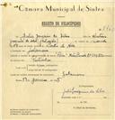 Registo de velocípede de marca Raio, com o nº 7460, em nome de Júlio Joaquim da Silva, morador em Galamares.