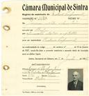 Registo de matricula de cocheiro profissional em nome de Joaquim da Silva e Sousa Guimarães, morador em Belas, com o nº de inscrição 1078.