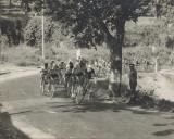 Pelotão de ciclistas durante uma prova.