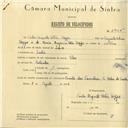 Registo de velocípede de marca Vilar, com o nº 5925, em nome de Carlos Augusto Potier Poppe, morador em Sintra.