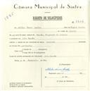 Registo de velocípede de marca Caravela, com o nº 5606, em nome de Abílio Nunes Coelho, morador em Alto do Banzão.