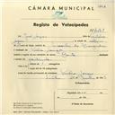 Registo de velocípede com o nº 4268, em nome de José Lopes, morador em Penha Longa.