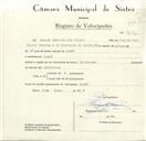 Registo de velocípede de marca Bartolomeu, com o nº 9131, em nome de Manuel Casimiro dos Santos, morador em Linhó.