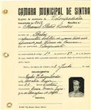 Registo de matricula de velocipedista em nome de Manuel Pedro Simões, morador em  Belas, com o nº de inscrição 2018.